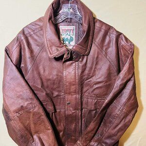 Vintage 90s 1871 Genuine Leather Bomber Jacket + Zip Vest Mens M